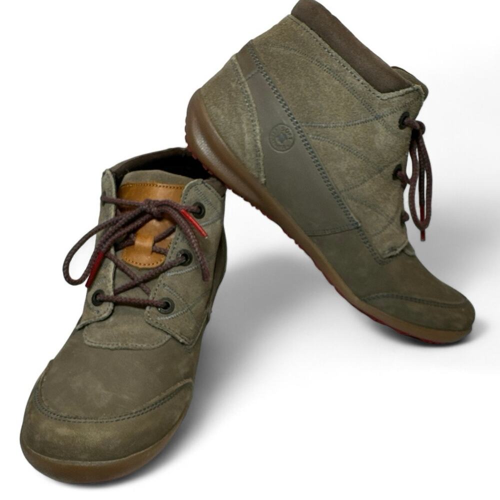 Swissbrand Womens Ankle Boots Size 10 Olive Taupe Leather Lace Up Hiking Shoes